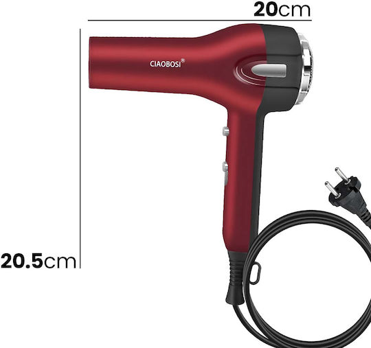 Avizar Hair Dryer 1400w Cool Air Adjustable Speeds Red
