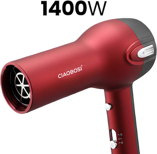 Avizar Hair Dryer 1400w Cool Air Adjustable Speeds Red