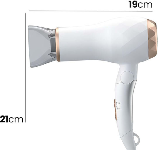 Avizar Wired Hair Dryer 850w Lightweight Hot Air Cold Air White