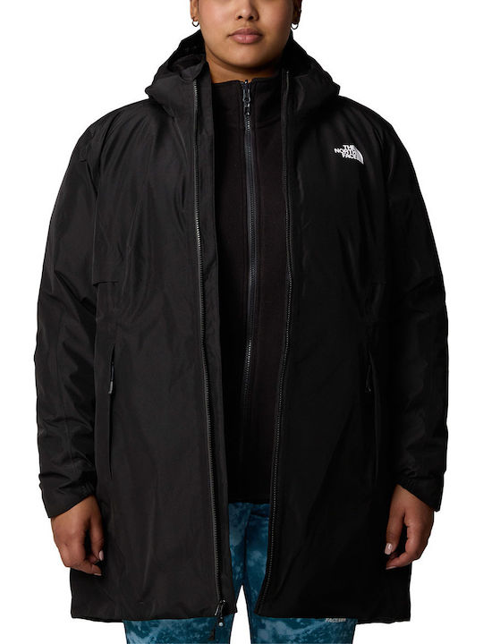 Hikesteller Insulated Women's Parka Jacket Waterproof and Windproof for Spring or Autumn with Hood Black