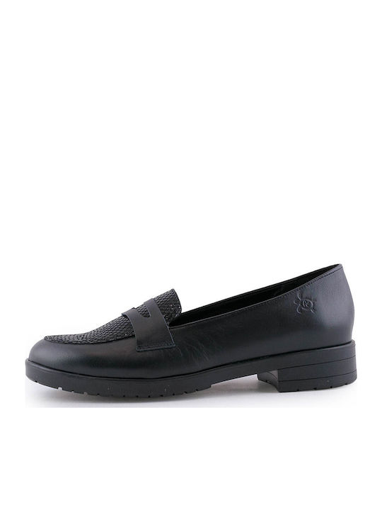 Δερμάτινα Γυναικεία Loafers σε Μαύρο Χρώμα