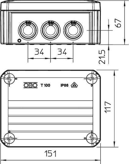 Bettermann Surface Mounted Electrical Box Branching Watertight IP66 in Gray Color