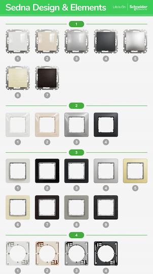 Schneider Electric Sedna Διακόπτης Τοίχου Ασημί