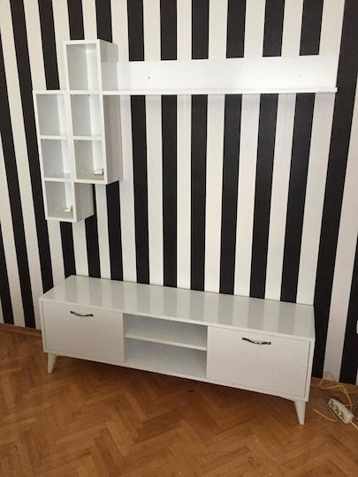 White Living Room TV Unit Wall-Mounted Shelves 200x50cm