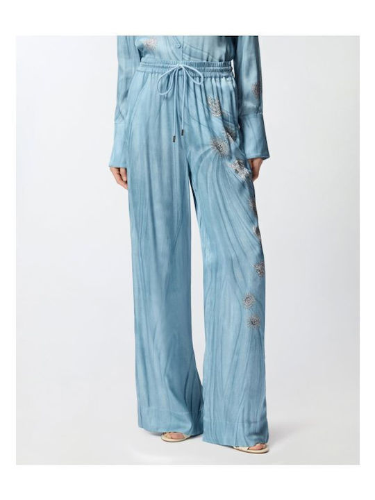 Дамско Текстил Панталон с Ластик Light Blue