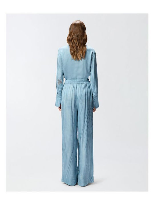 Дамско Текстил Панталон с Ластик Light Blue