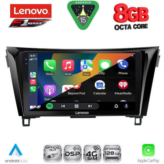 Lenovo Car Audio System for Nissan Qashqai / X-Trail 2014-2021 (Bluetooth/USB/WiFi/GPS/Apple-Carplay/Android-Auto) with Touch Screen 10"