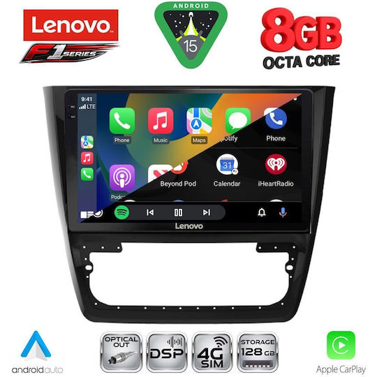 Lenovo Car Audio System for Skoda Yeti 2014-2018 (Bluetooth/USB/WiFi/GPS/Apple-Carplay/Android-Auto) with Touch Screen 10"
