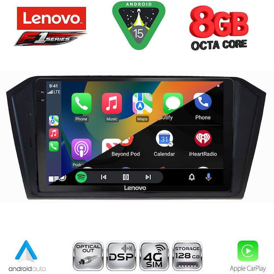 Lenovo Ηχοσύστημα Αυτοκινήτου για Volkswagen Passat 2016-2023 (Bluetooth/USB/WiFi/GPS/Apple-Carplay/Android-Auto) με Οθόνη Αφής 10"