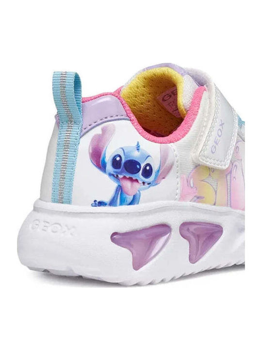 Kids Sneakers Anatomic with Hoop & Loop Closure & Lights White