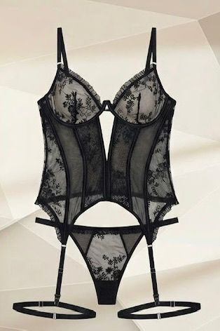 Corset Lace Garters String Black