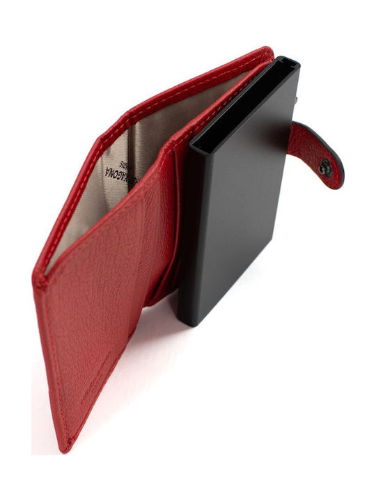 Leather Men's Wallet Classic with RFID and Slide Mechanism Red