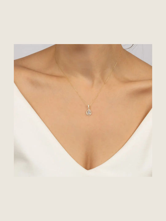 Necklace Rosette from Gold 14K with Zircon