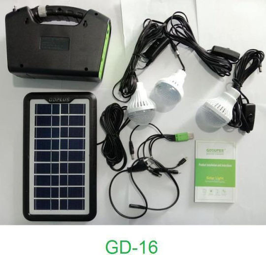 Sistem De Iluminat Solar Cu Obiectiv 3 Becuri Radio Și Încărcător USB GD-16