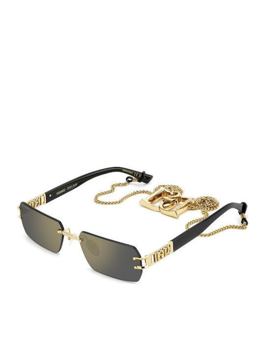 Dsquared2 Unisex Sunglasses with Gold Metal Frame and Gold Lens