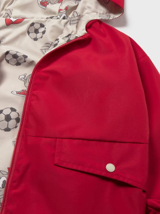 Kids Casual Waterproof Jacket with Hood Red