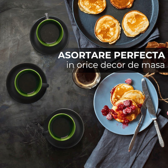 Miamio Le Papillon Set Căni Espresso De ceramică Verzi 75ml 6buc