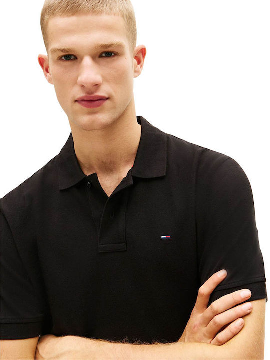 Short Sleeve Black Polo Blouse