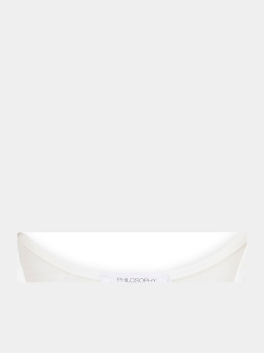 Women's Crop Top Cotton Sleeveless with V Neckline Off White