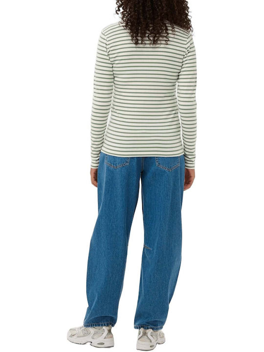 Women's Blouse Striped Bay Leaf Mint