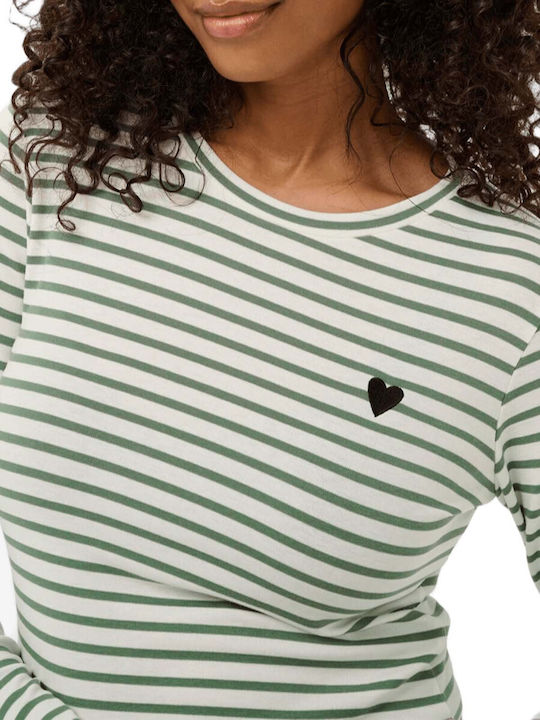 Women's Blouse Striped Bay Leaf Mint
