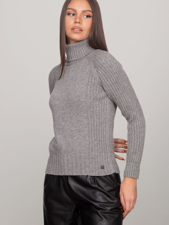 Women's Blouse Turtleneck Gray