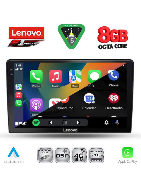 Lenovo Автомобилна Аудио Система (Блутут/USB/WiFi/GPS/Apple-Carplay/Android-Auto) с Тъчскрийн 10"