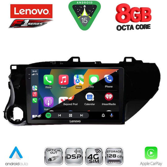 Lenovo Ηχοσύστημα Αυτοκινήτου για Toyota Hilux 2017 (Bluetooth/USB/WiFi/GPS/Apple-Carplay/Android-Auto) με Οθόνη Αφής 10"