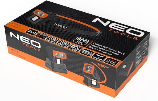 Neo Tools Επαναφορτιζόμενος Φακός Κεφαλής LED με Μέγιστη Φωτεινότητα 500lm