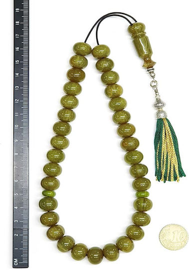 Roloi Komboloi Mastic Worry Beads with 33 Beads Green 35cm
