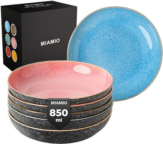 Miamio Las Palmitas Ceramic Multicolour Soup Plate Diameter 22cm 6 Pieces