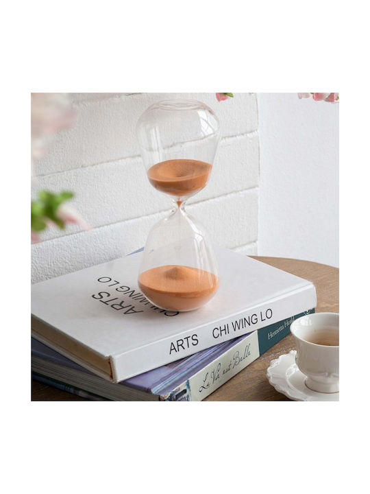 Artekko Office Decor Accessories Glass Hourglass from Glass 8.3x8.3x20.3cm in Orange Colour