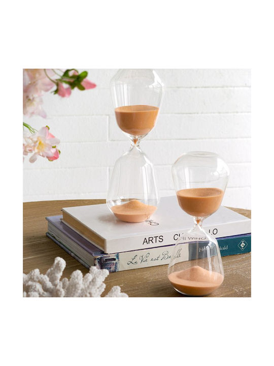 Artekko Office Decor Accessories Glass Hourglass from Glass 8.3x8.3x20.3cm in Orange Colour