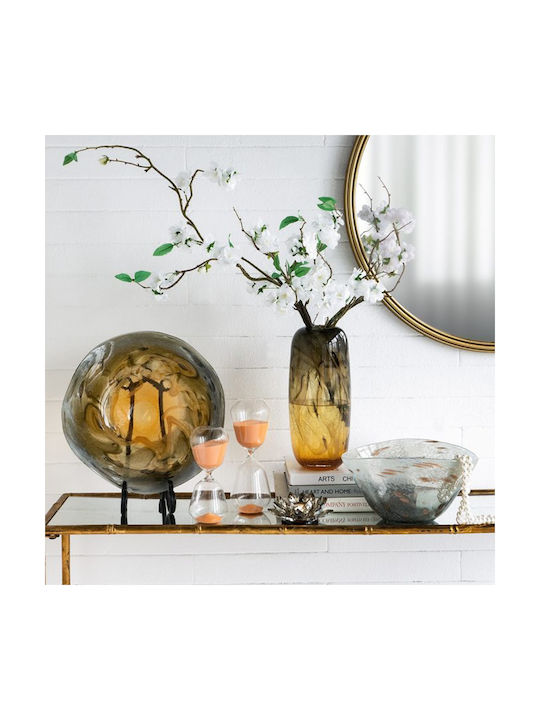 Artekko Office Decor Accessories Glass Hourglass from Glass 8.3x8.3x20.3cm in Orange Colour