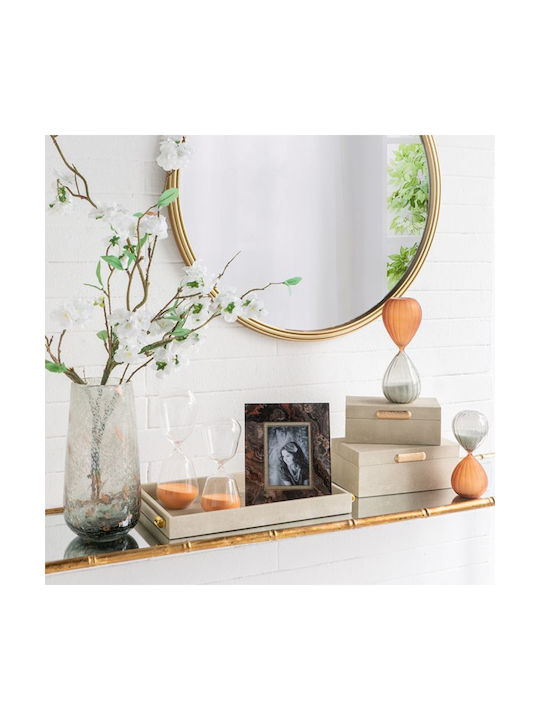 Artekko Office Decor Accessories Glass Hourglass from Glass 8.3x8.3x20.3cm in Orange Colour