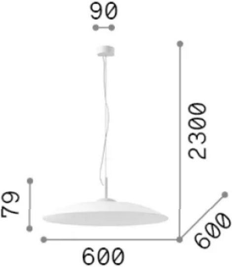 Ideal Lux Sp1 Κρεμαστό Φωτιστικό Λευκό 60x60εκ.