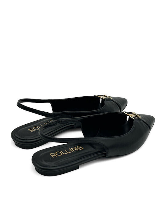 Leder Damen Ballerinas Schwarze