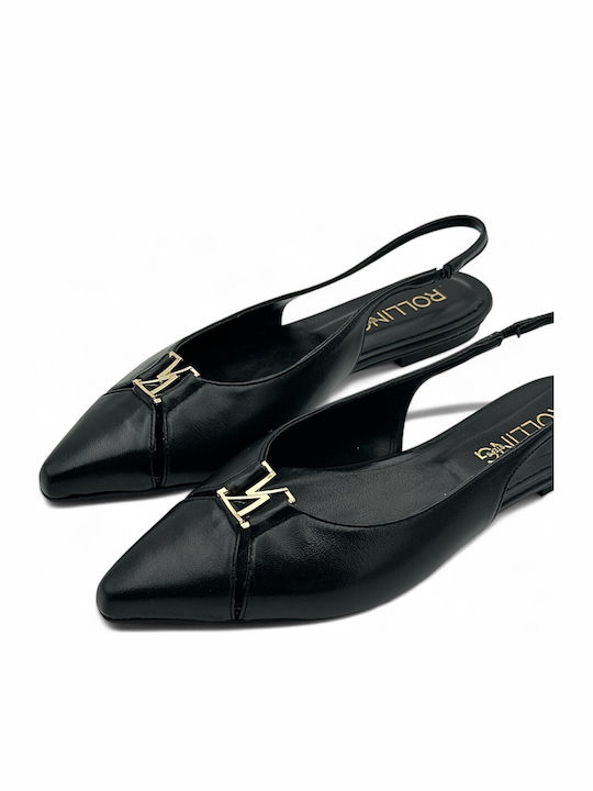 Leder Damen Ballerinas Schwarze