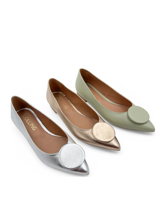 Ladystar Damen Ballerinas Grüne Leder