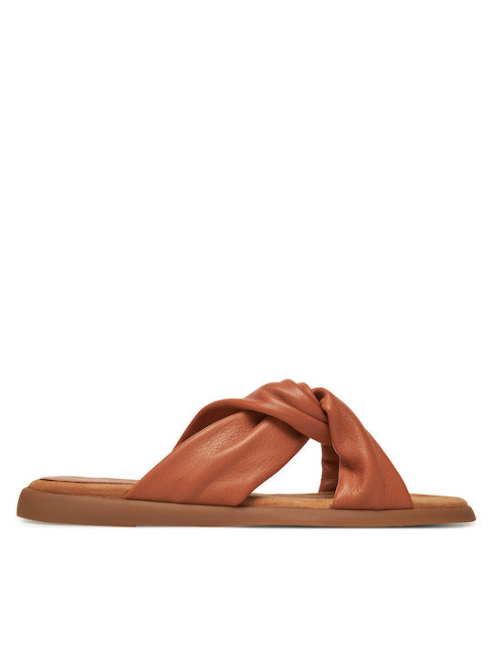Damen Flache Sandalen Braun