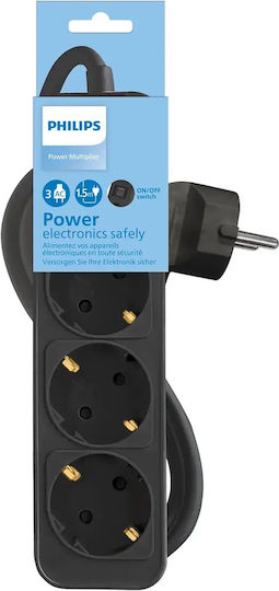 Philips Chp2134b/grs Πολύπριζο 3 Θέσεων με Διακόπτη και Καλώδιο 1.5m