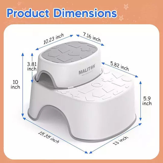 Double Non-Slip Kids Bathroom Step Stool – Auxiliary Set of 2 Pieces