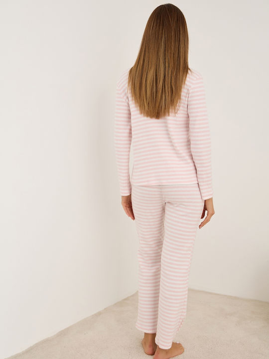 Siyah Inci Set Pijamale pentru Femei Pink