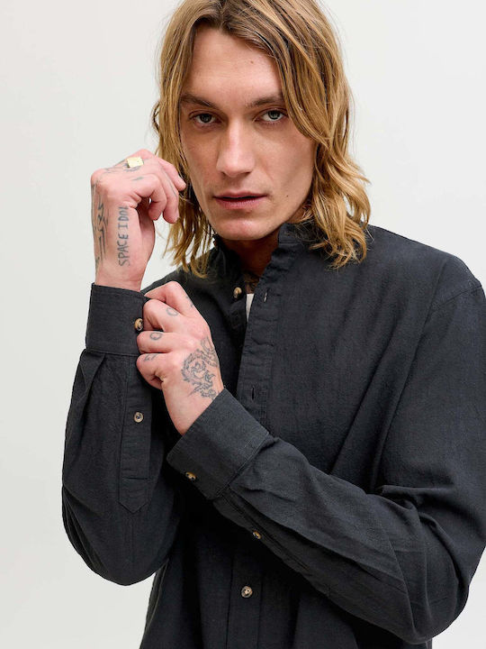 Long Sleeve Linen Shirt Black