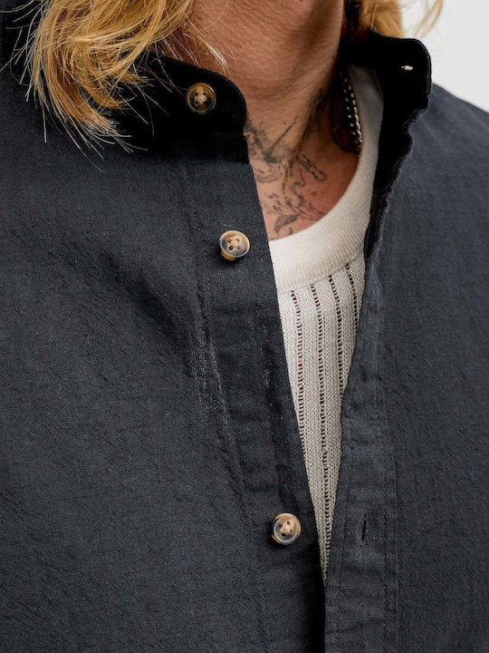 Long Sleeve Linen Shirt Black
