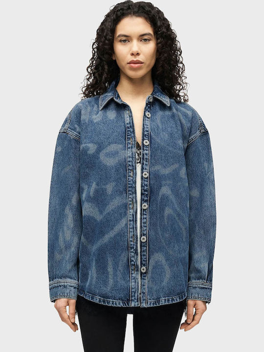 Hugo Women's Long Sleeve Shirt Medium Aged Denim