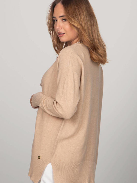 Women's Cardigan with Buttons Beige