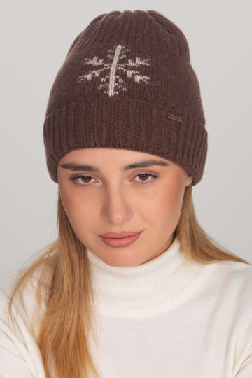 Beanie Γυναικείος Σκούφος Πλεκτός σε Καφέ χρώμα