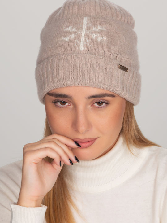 Beanie Beanie Knitted in Beige color