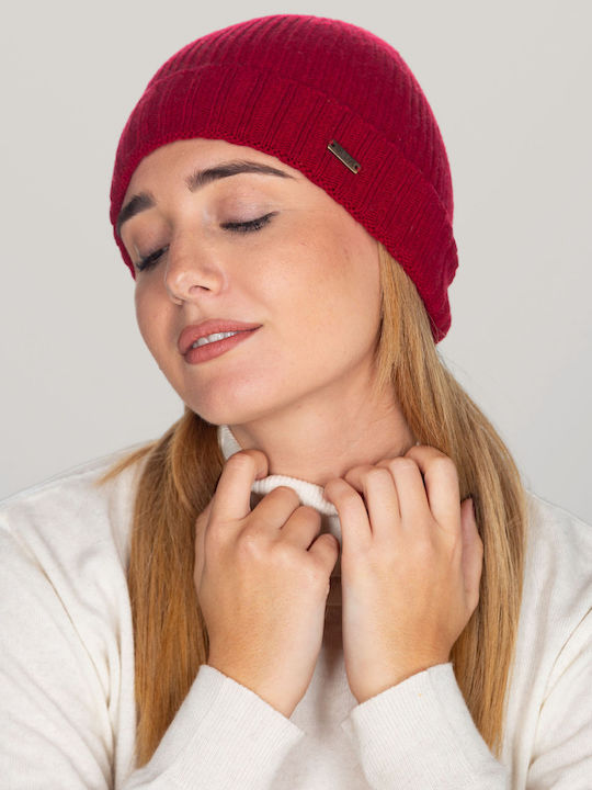 Beanie Γυναικείος Σκούφος Πλεκτός σε Κόκκινο χρώμα